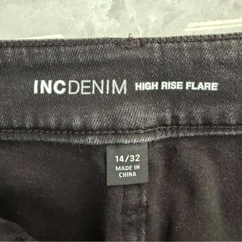 NWOT Women’s INC Denim High-Rise Rhinestone Studded Flare Jeans Plus Size 14 - Picture 11 of 16